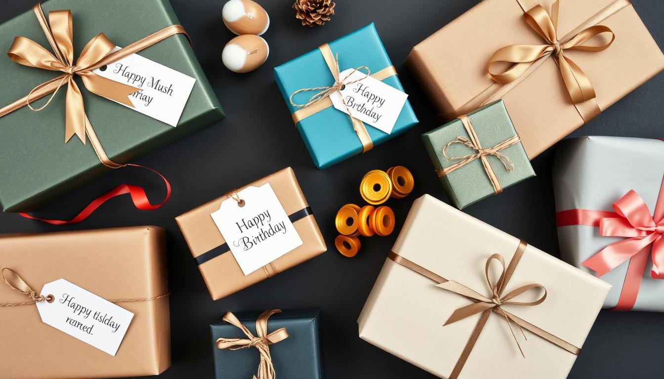 Beautifully wrapped birthday gifts with creative packaging and personalized touches for someone who has everything