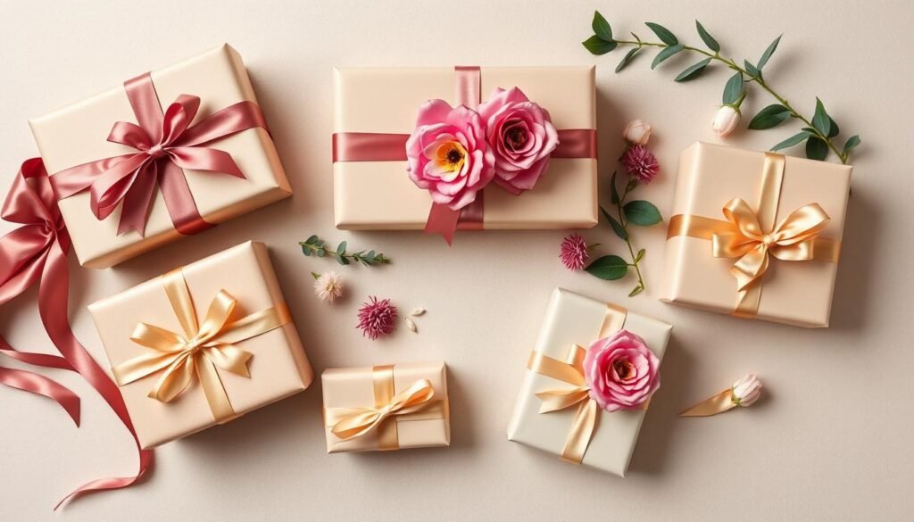 Beautifully wrapped birthday gifts with flower decorations - Prettiest Birthday Gifts ideas