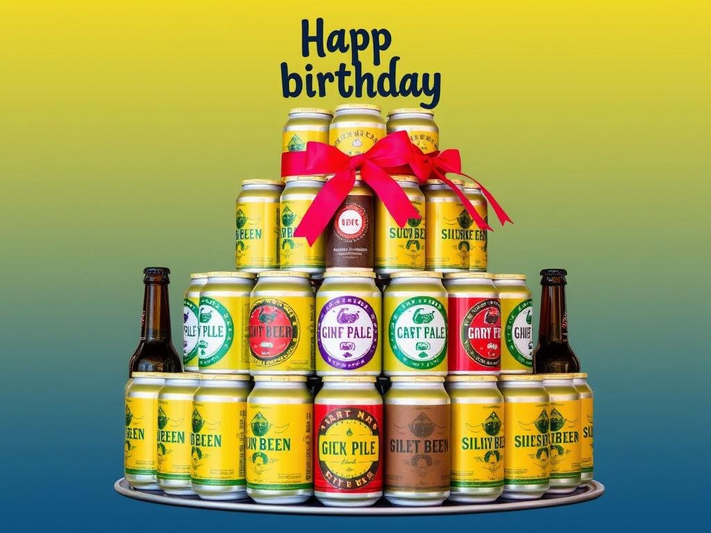 Beer cake made with his favorite beers for DIY birthday gifts for boyfriend