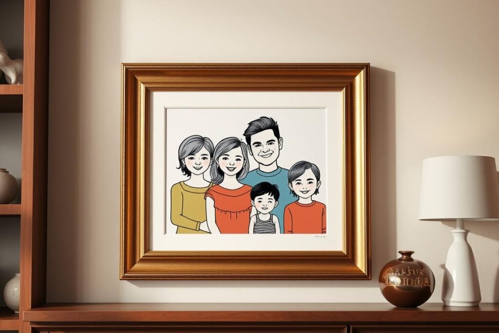 Custom family portrait illustration as a unique birthday gift idea