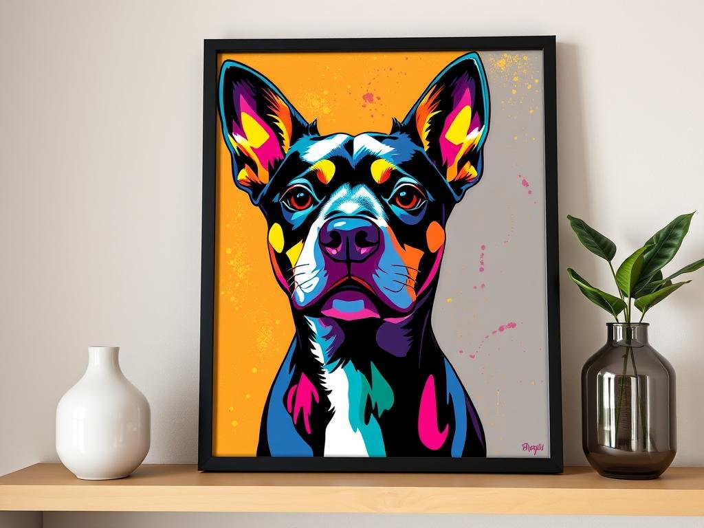 Custom pet portrait in colorful pop art style