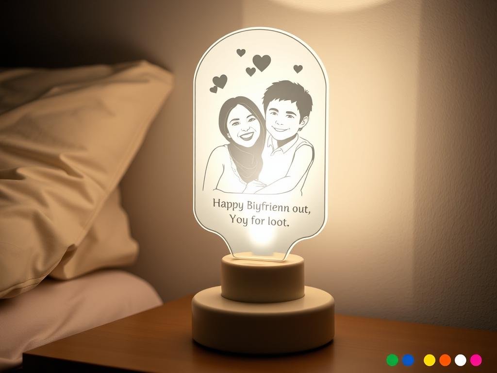 Custom photo night light glowing with a couple's picture. don't use text on image