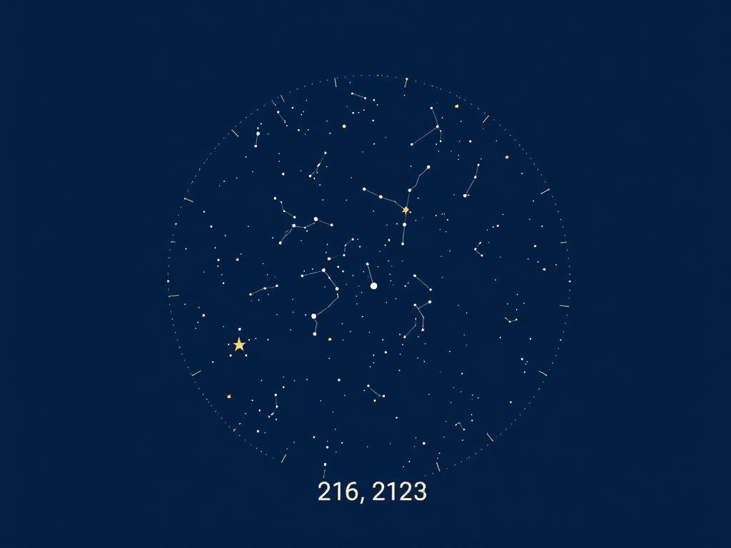 Custom star map showing constellation patterns from a specific date and location. don't use year