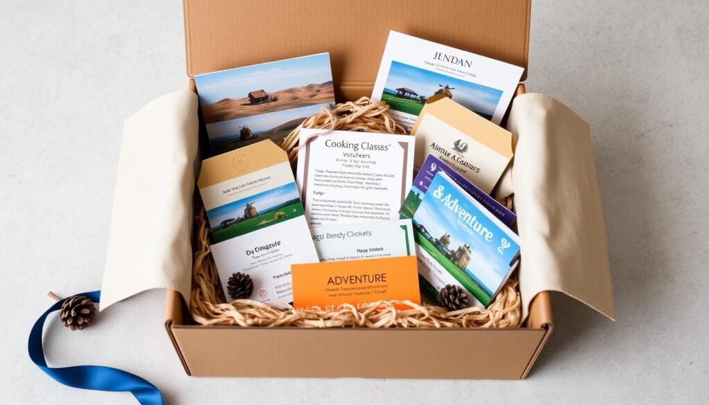 Experience gift box with various adventure and activity vouchers as birthday gift ideas