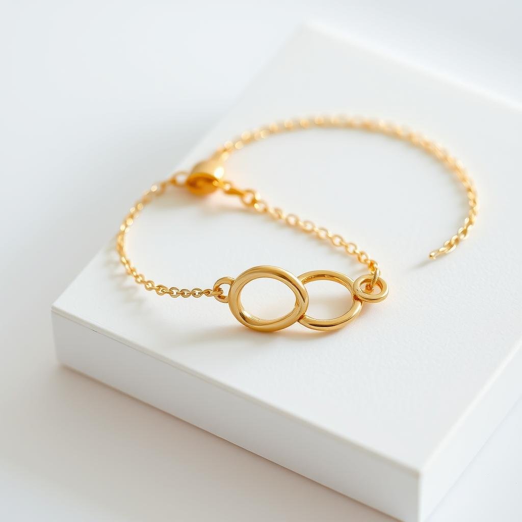 Friendship bracelet with interlocking charm design in gold finish