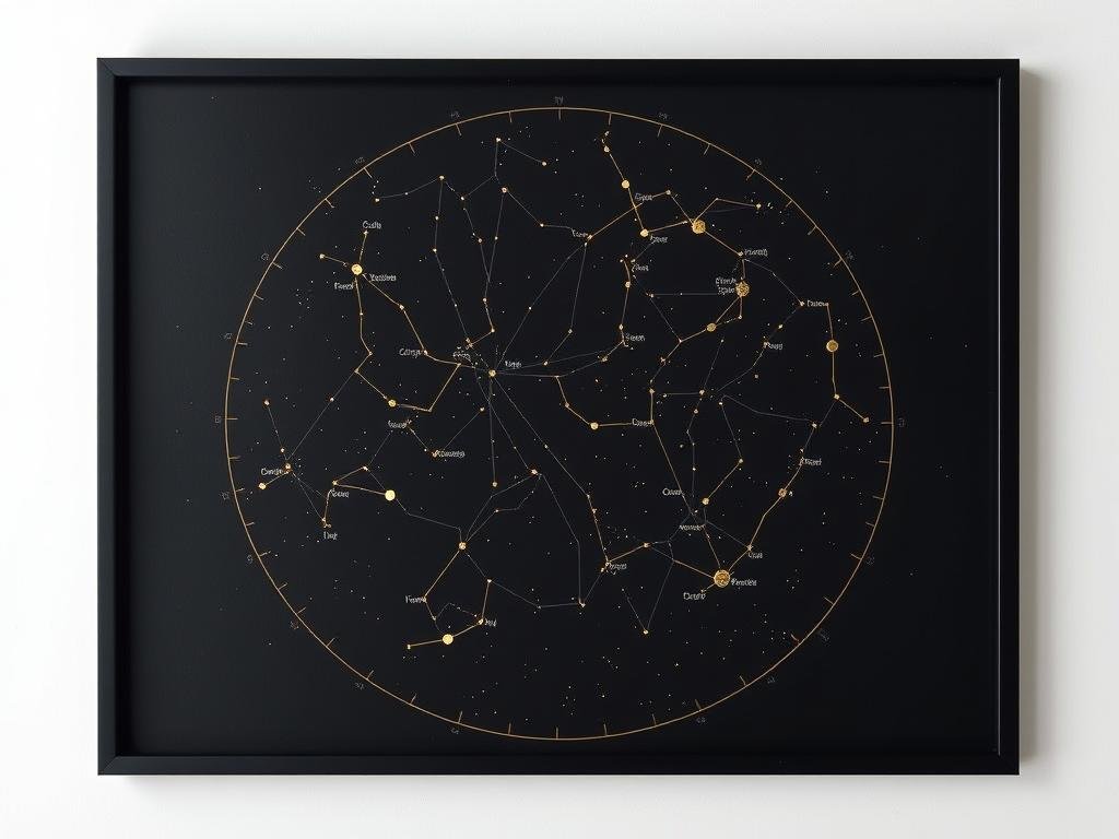 Gold foil constellation map on black paper - Prettiest Birthday Gifts ideas