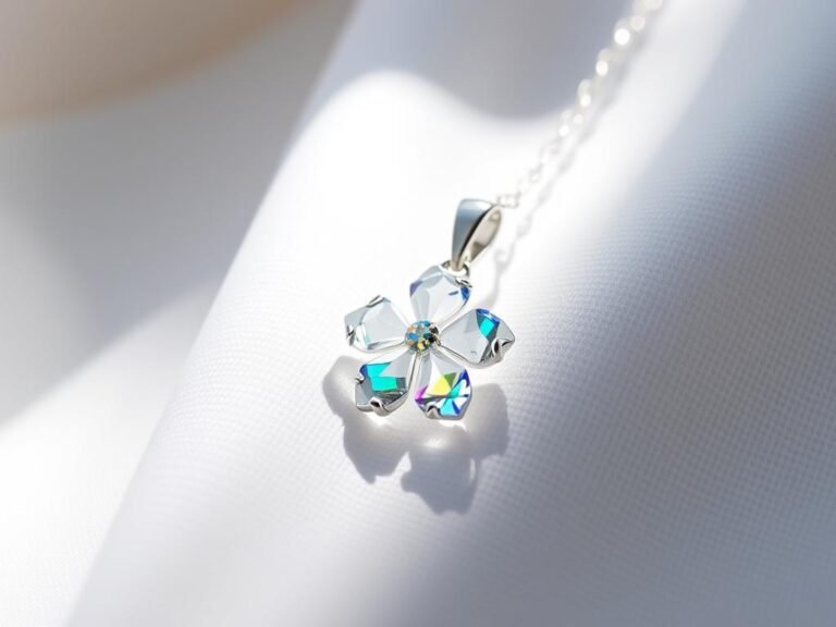 Handcrafted crystal flower pendant necklace with delicate chain - Prettiest Birthday Gifts ideas
