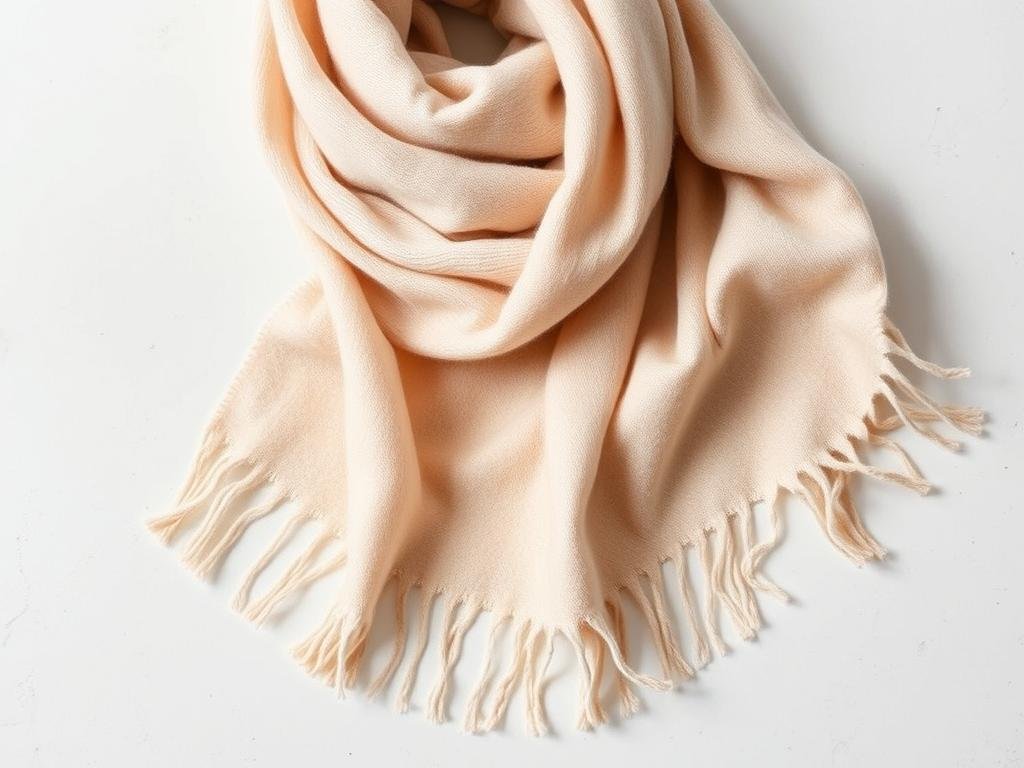 Luxury cashmere scarf in neutral tone with subtle pattern