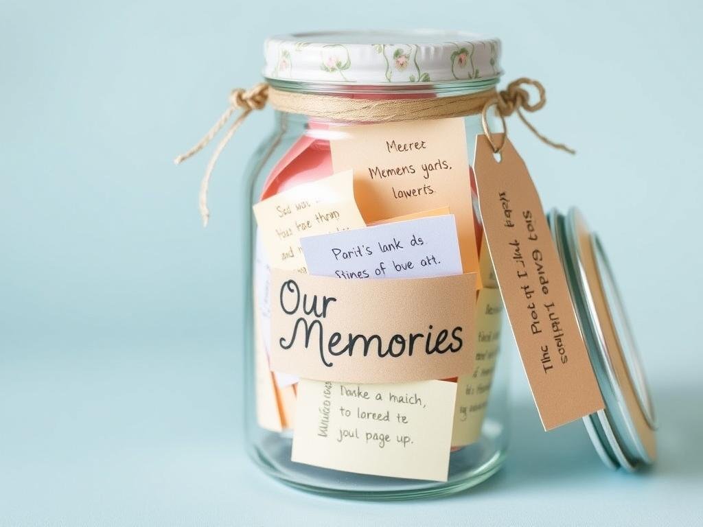 Memory jar filled with notes about special moments for DIY birthday gifts for boyfriend