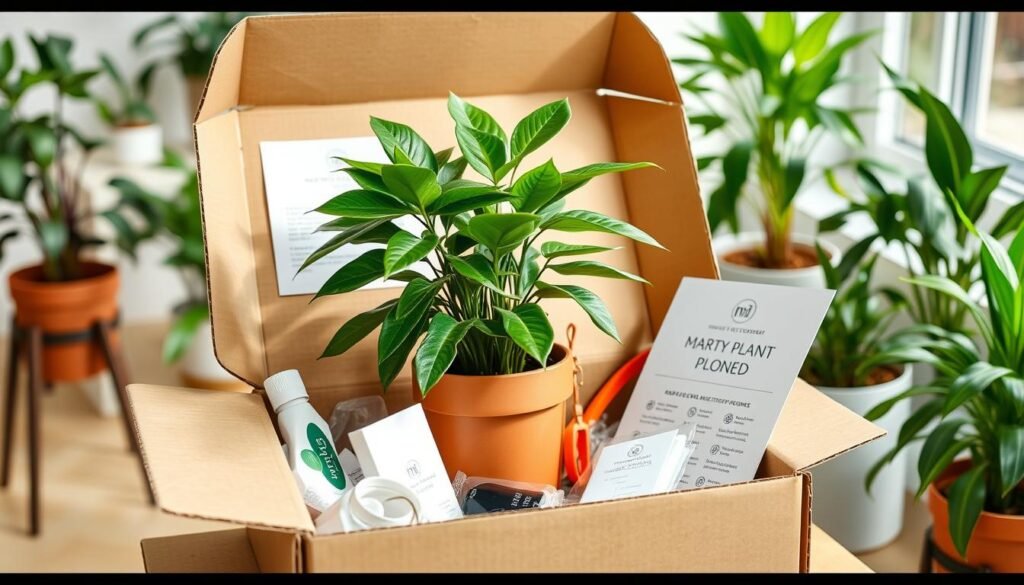 Monthly plant subscription box with potted houseplant