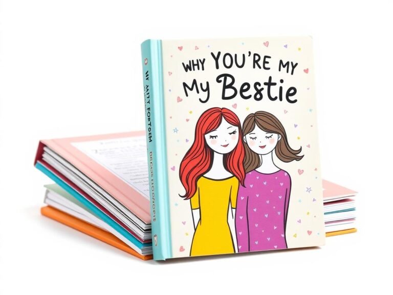 Personalized 'Why You're My Bestie' fill-in-the-blank book with colorful cover showing two friends