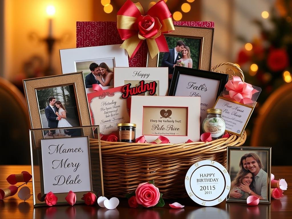 Personalized gift basket for boyfriend with custom items and relationship mementos