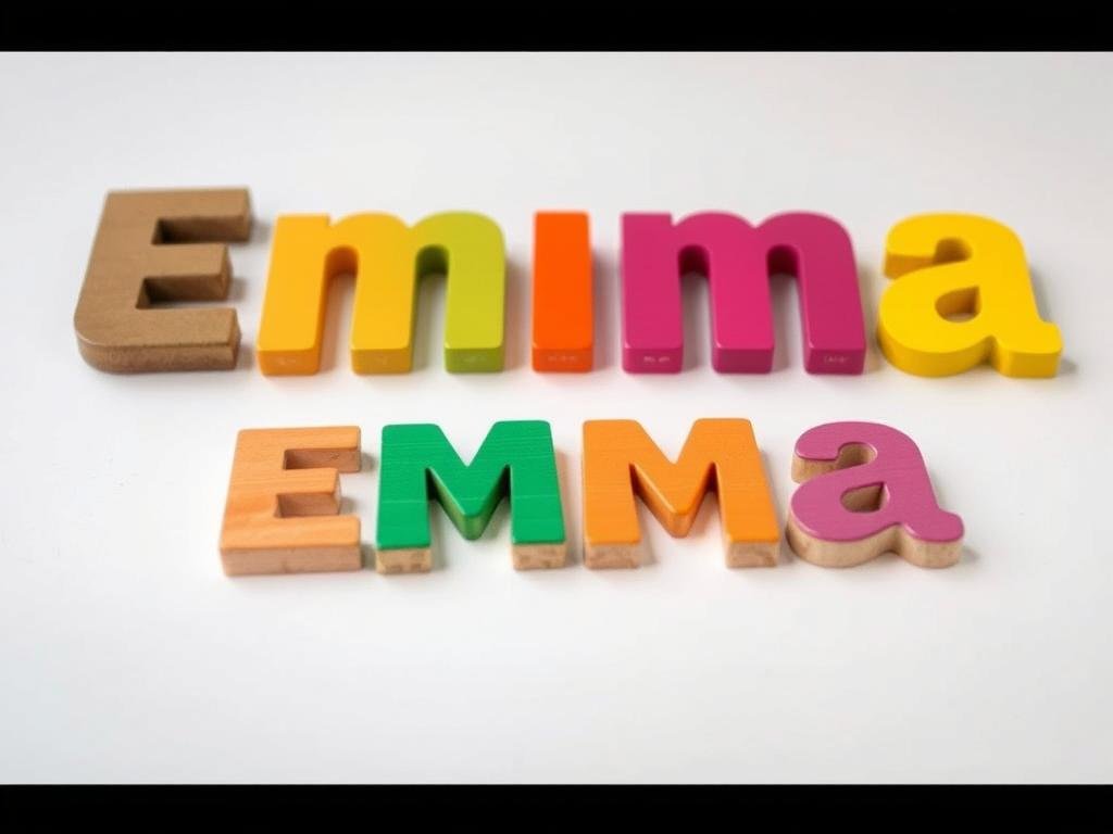 Personalized name puzzle for children with colorful wooden letters