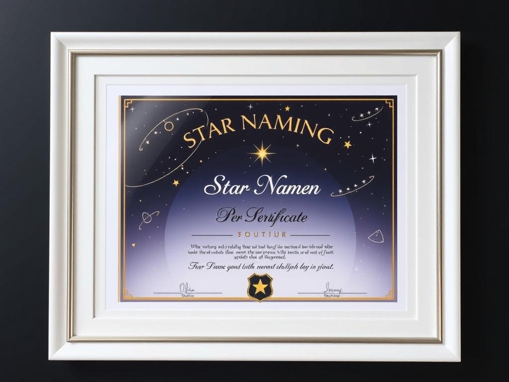 Personalized star naming certificate in elegant frame