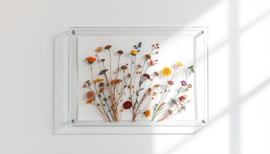Pressed flower art in floating glass frame - Prettiest Birthday Gifts ideas