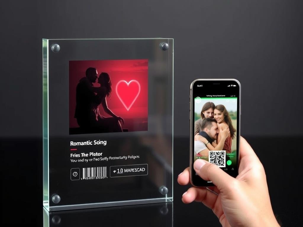 Spotify glass art with couple's special song for DIY birthday gifts for boyfriend