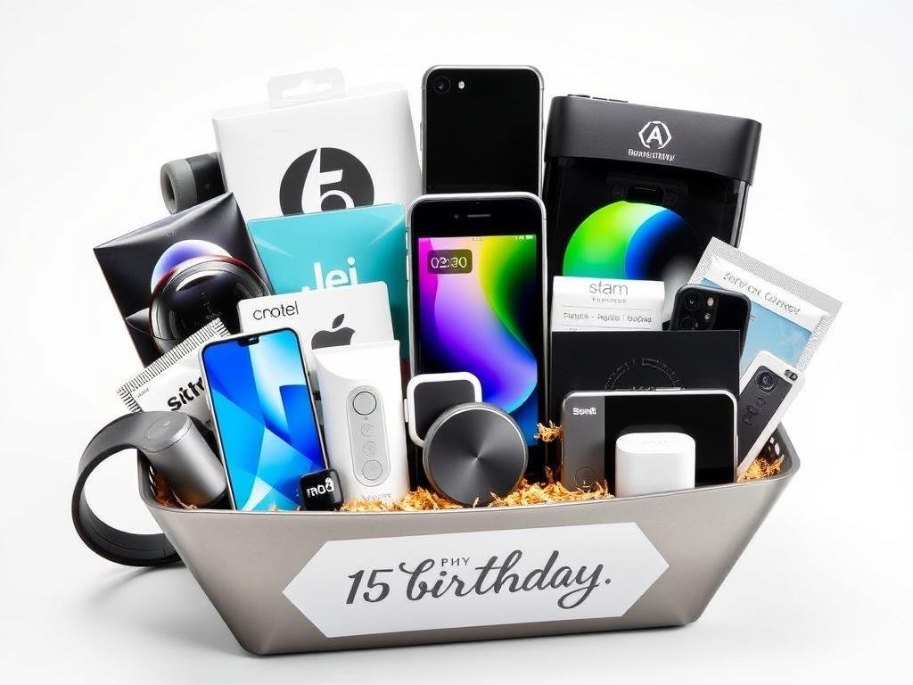 Technology and gadget gift basket for boyfriend with tech accessories and gadgets