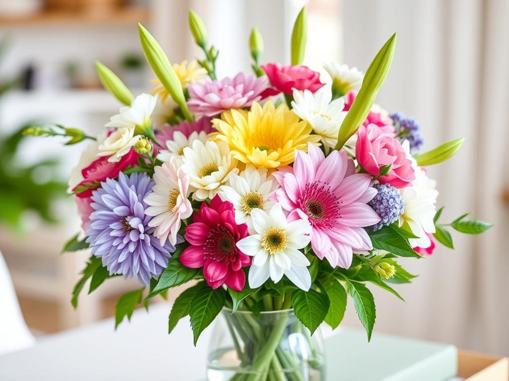 A beautiful bouquet of fresh flowers being delivered as part of a monthly subscription