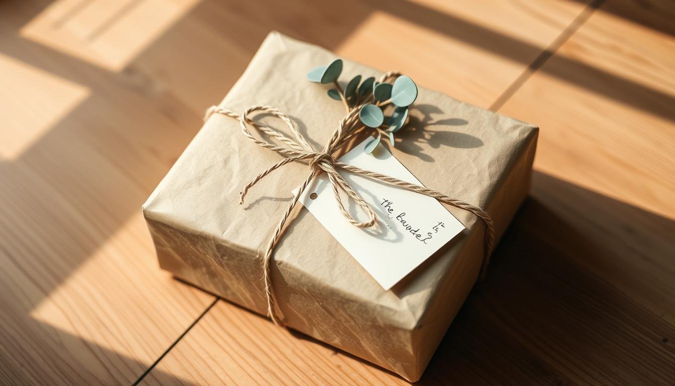 A beautifully wrapped thoughtful gift with a handwritten note and small personal touches