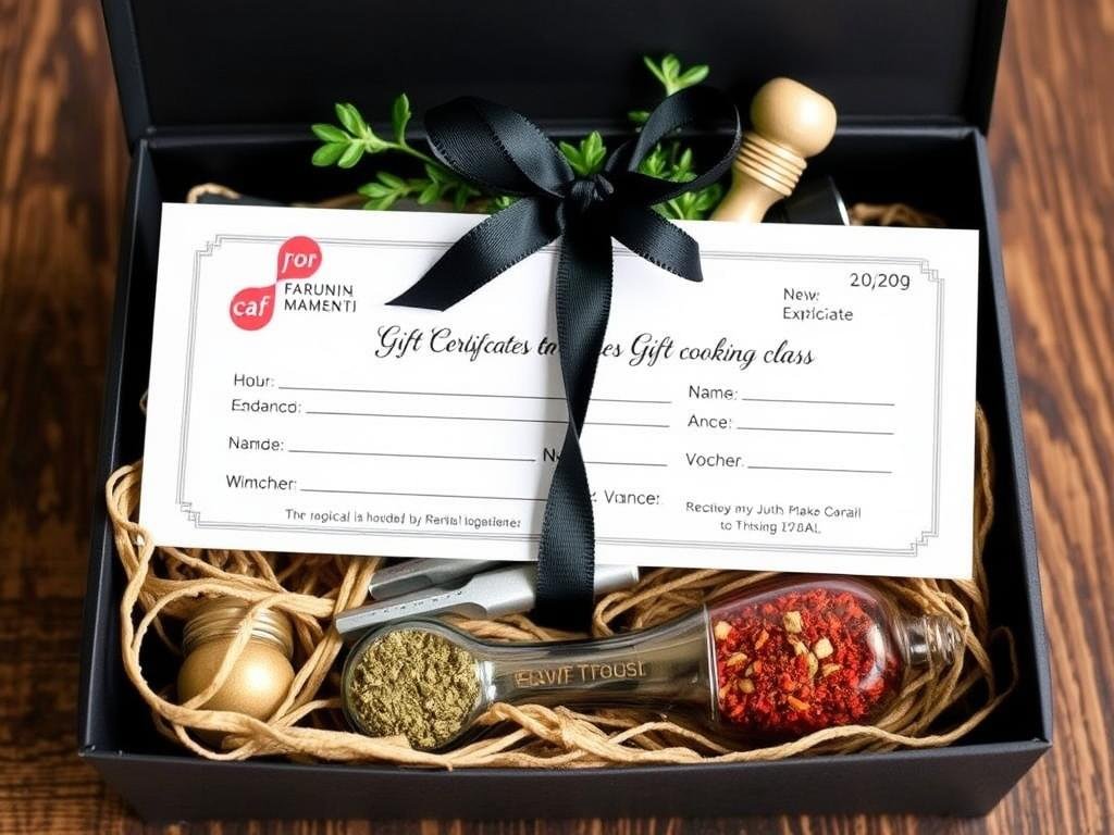 A cooking class voucher with cooking ingredients for sentimental valentines gifts