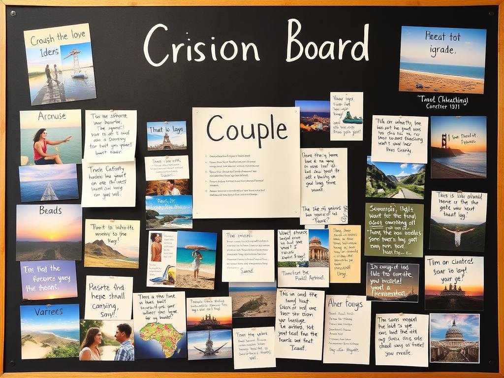 A couple's dream board with future goals and aspirations for sentimental valentines gifts