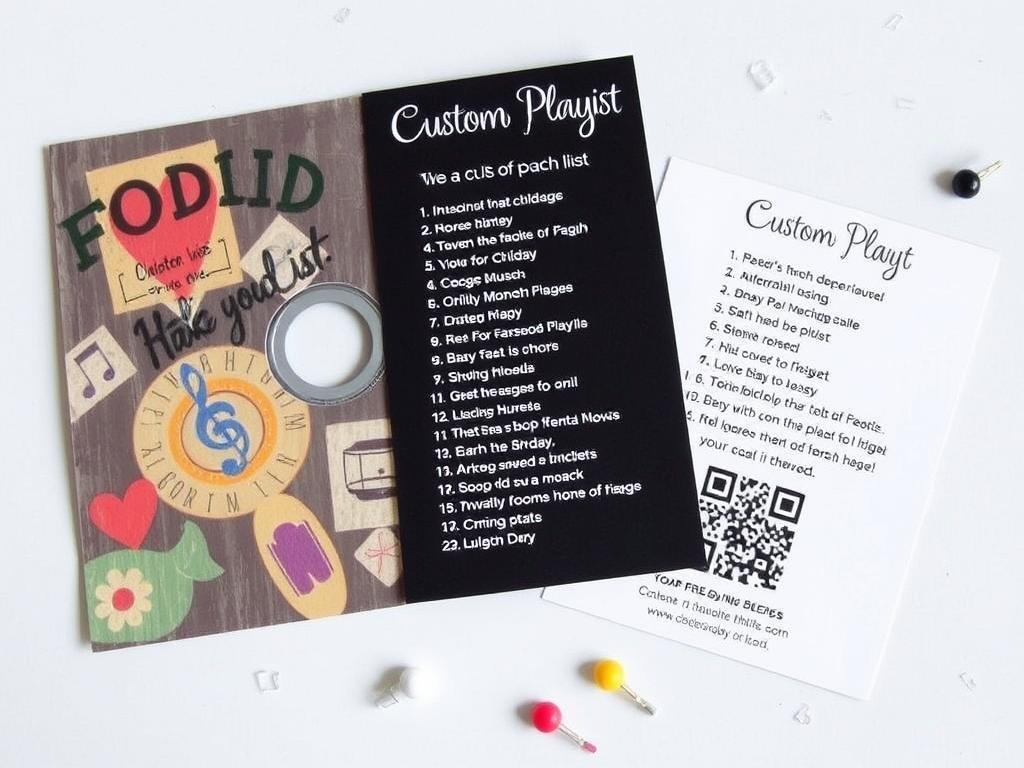 A custom playlist with a handmade cover art and personal notes about each song