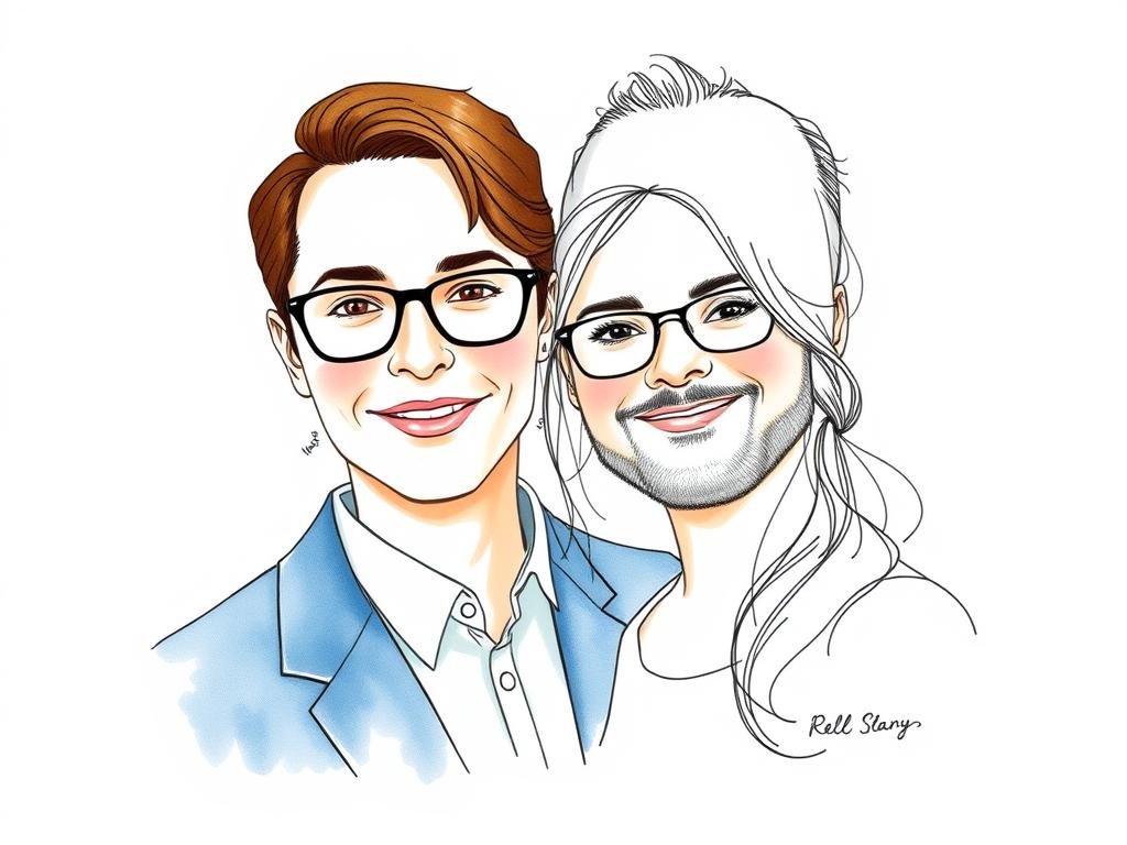 A custom portrait illustration of a couple for sentimental valentines gifts