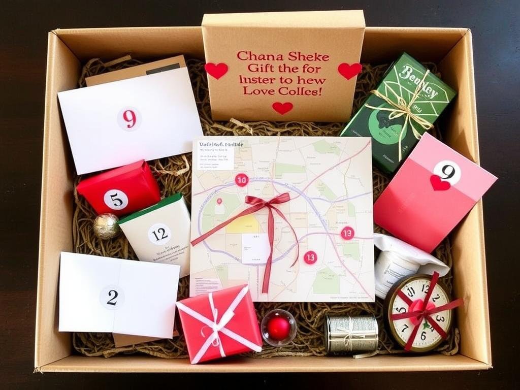 A gift scavenger hunt with clues and small presents