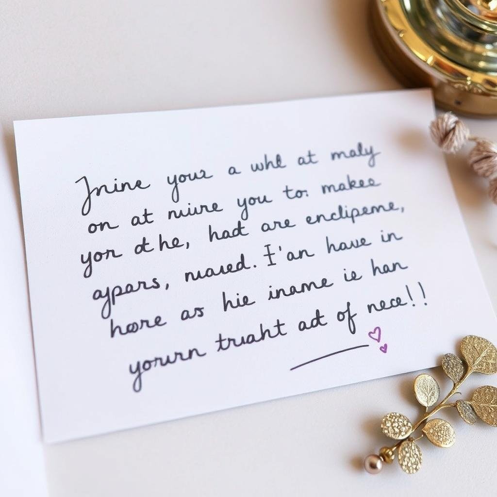 A gratitude note expressing appreciation for the recipient