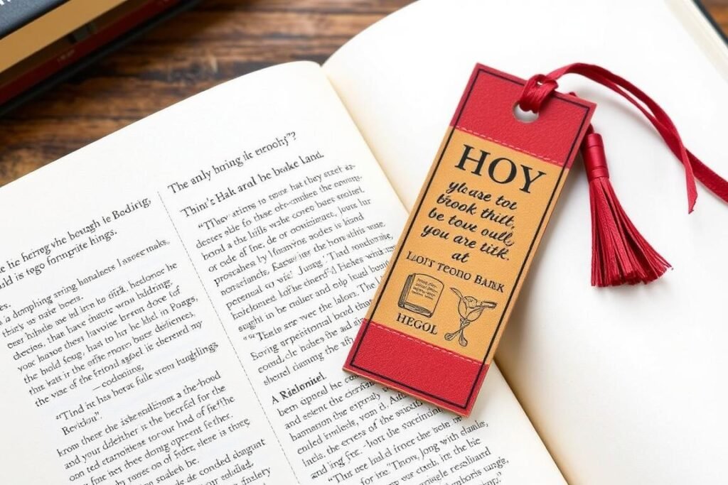 A handmade personalized bookmark with tassels and custom design