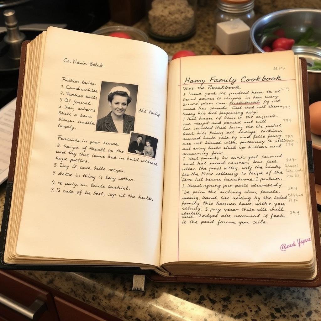 A homemade cookbook with family recipes and personal notes