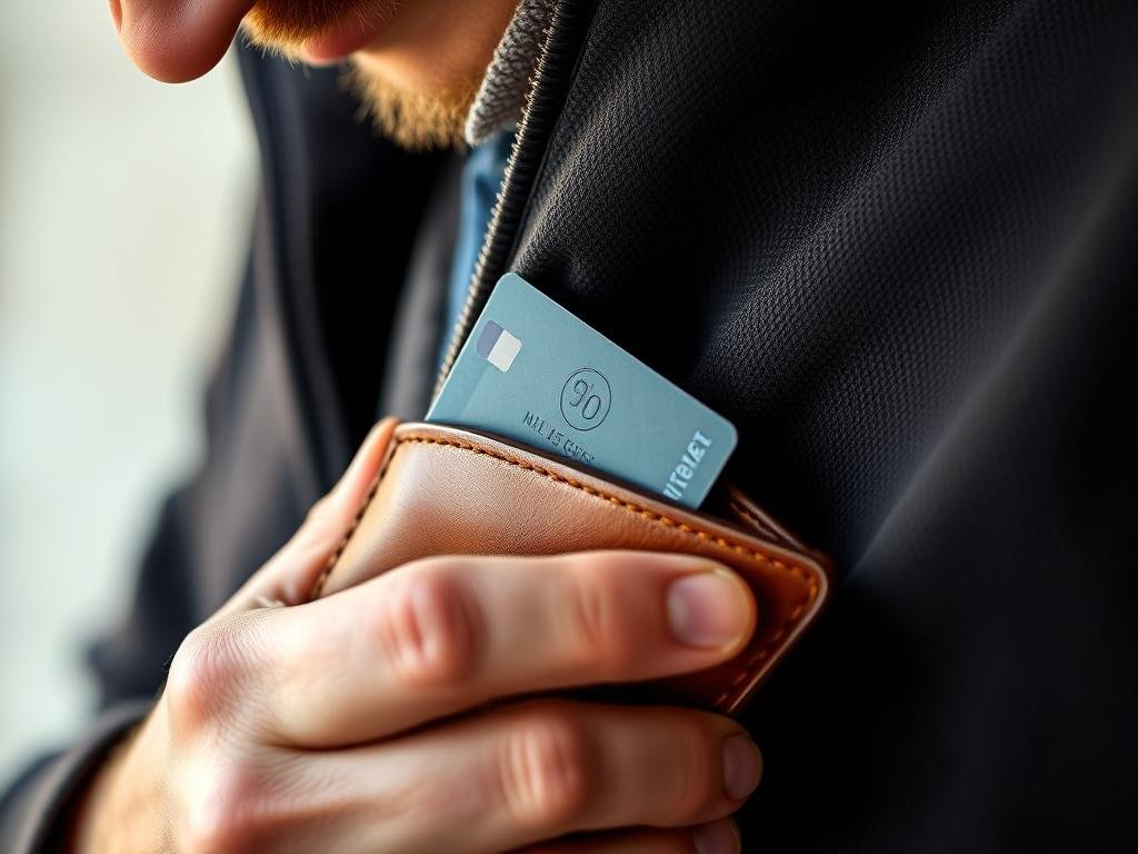 A man using a personalized leather wallet, a practical DIY anniversary gift