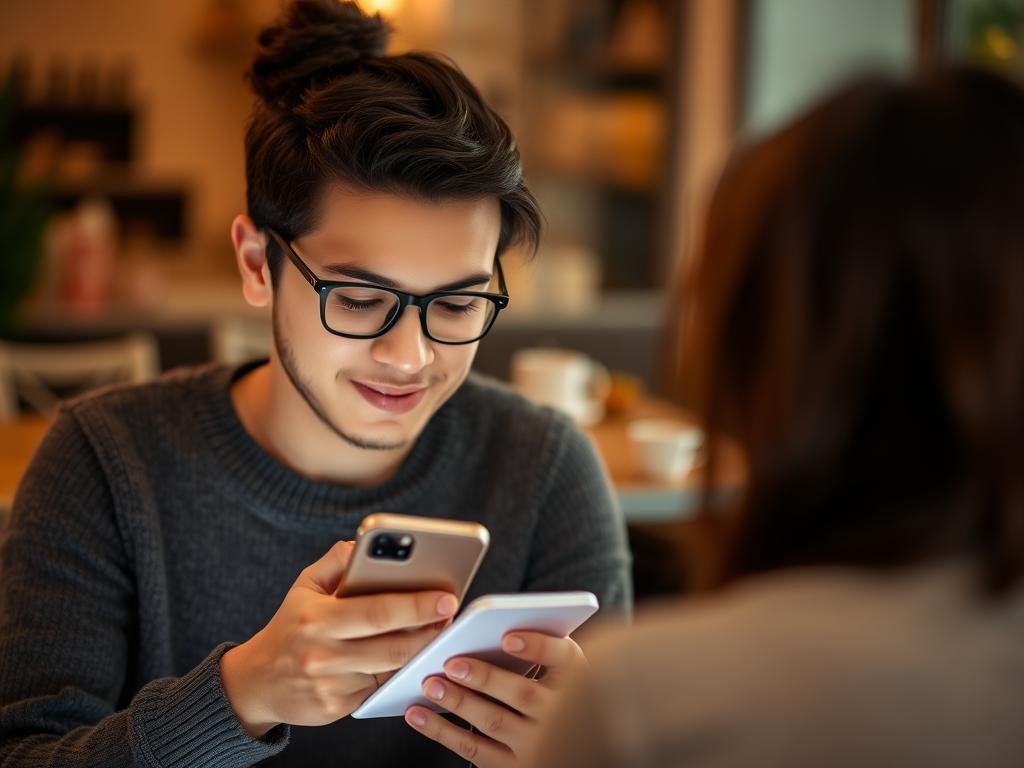 A person making notes on their phone while in conversation, capturing gift ideas