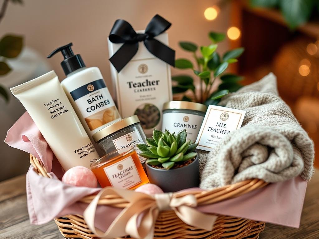 A relaxing self-care gift basket for teacher appreciation