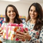 A teacher smiling while opening a thoughtful teacher appreciation gift from a student