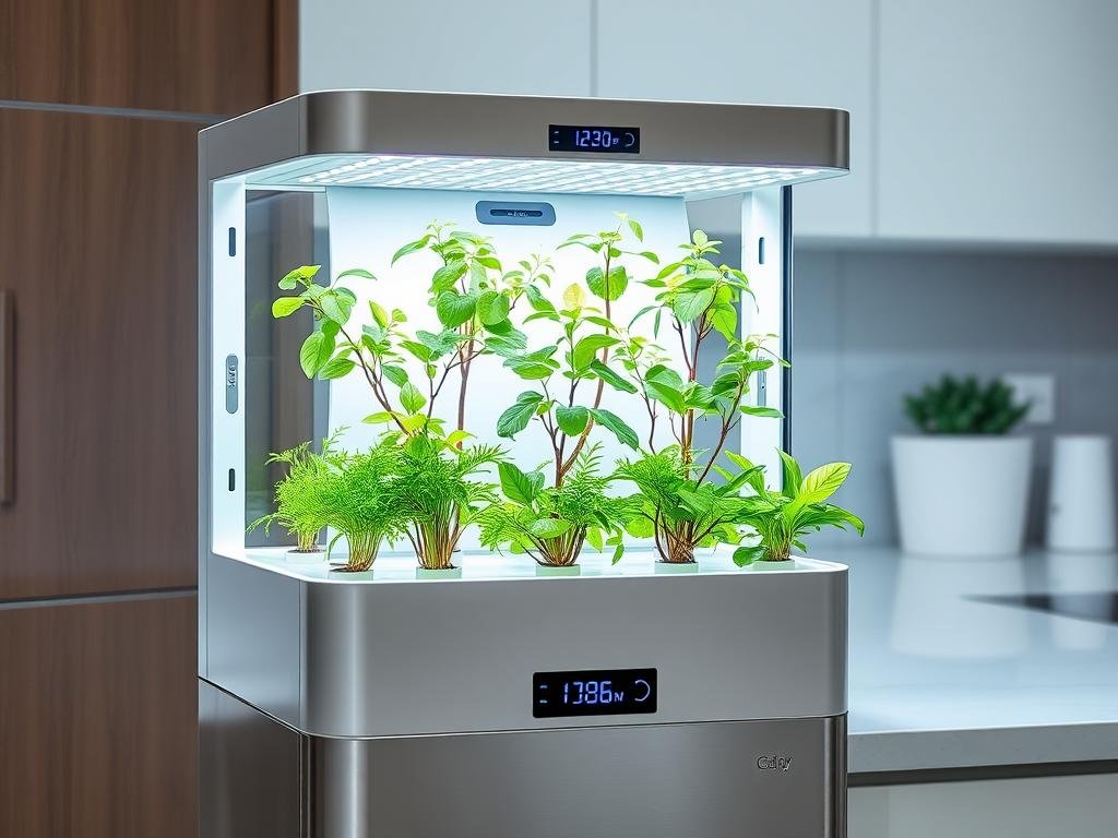 AI-powered indoor garden system growing fresh herbs for trendy gifts in 2026