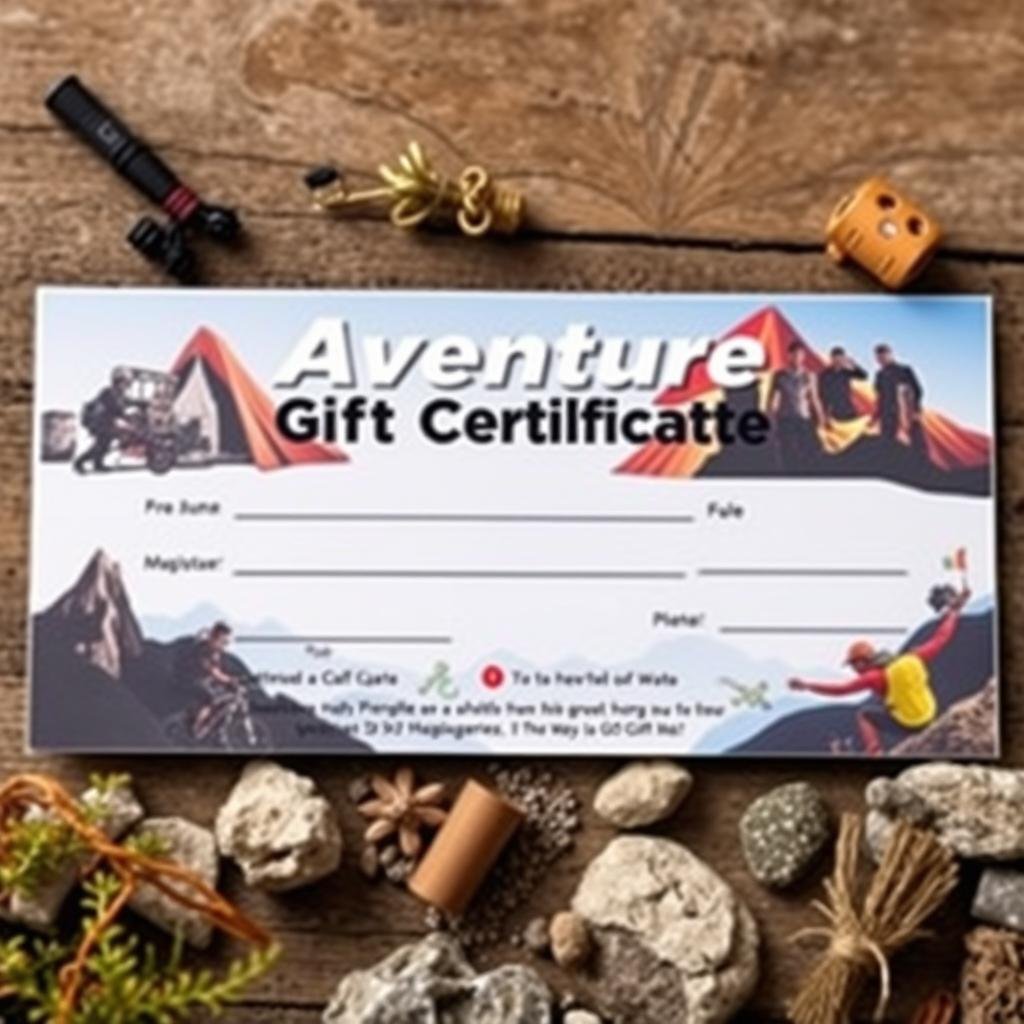Adventure activity gift certificate for best friends like skydiving or zip-lining