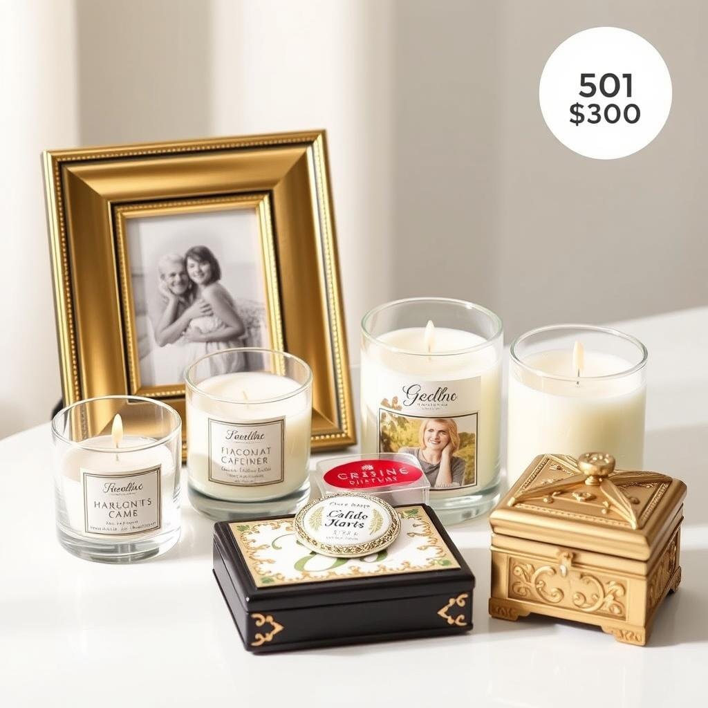 Affordable 50th anniversary gifts under $50 including photo frames, candles, and personalized items