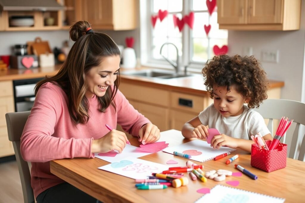 Affordable school valentines day gifts being prepared at home