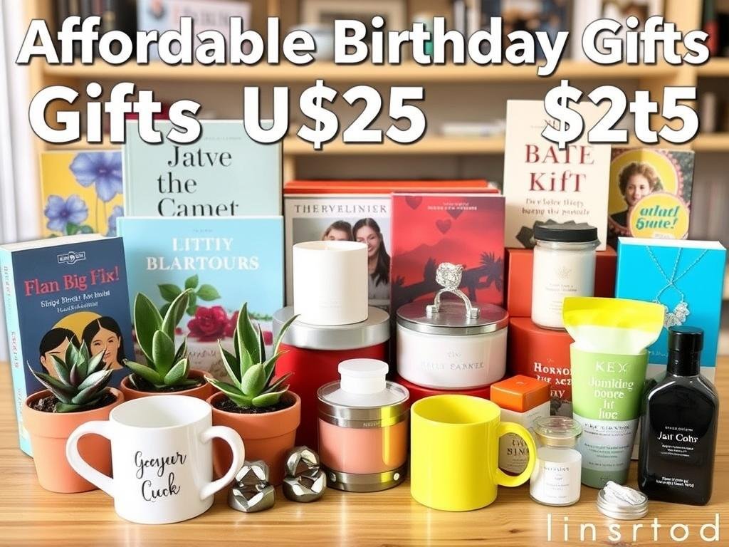 Affordable yet thoughtful birthday gifts under $25 including books, plants, and small accessories