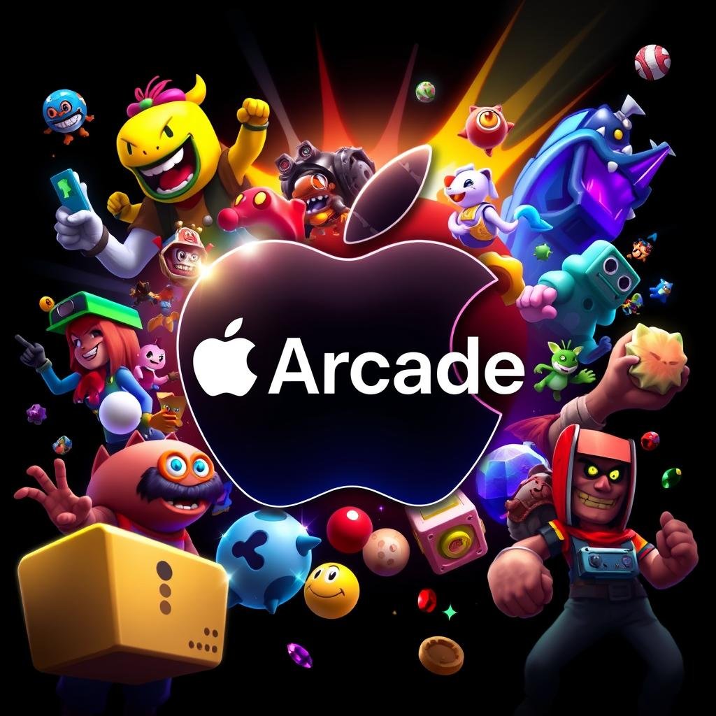 Apple Arcade logo with game characters