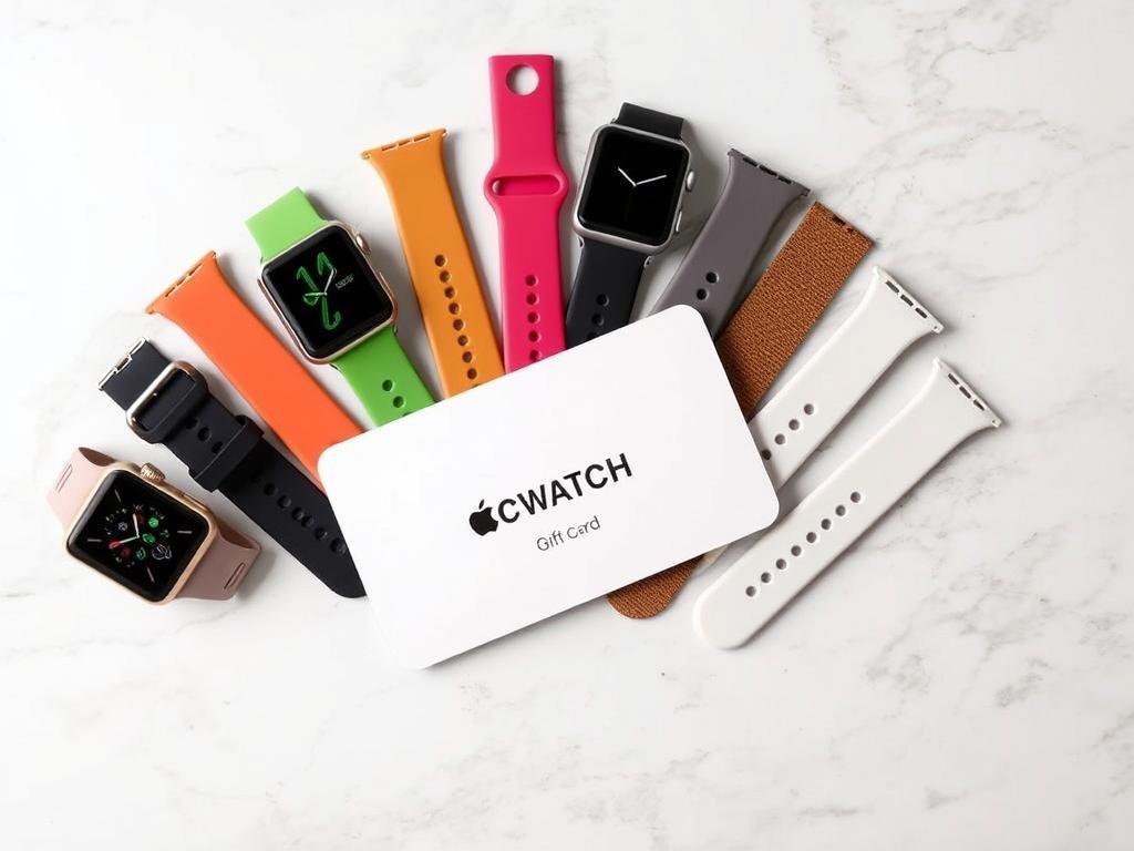 Apple gift card with Apple Watch bands in different colors