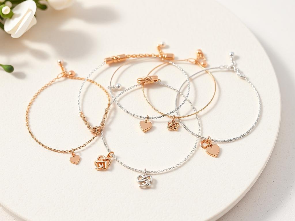 Assortment of bridesmaid bracelets with meaningful charms