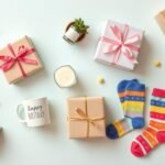 Assortment of cute birthday gifts including personalized items, self-care products, and handmade treasures