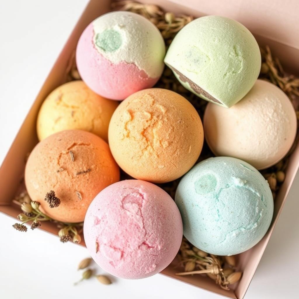 Bath bomb set with natural ingredients