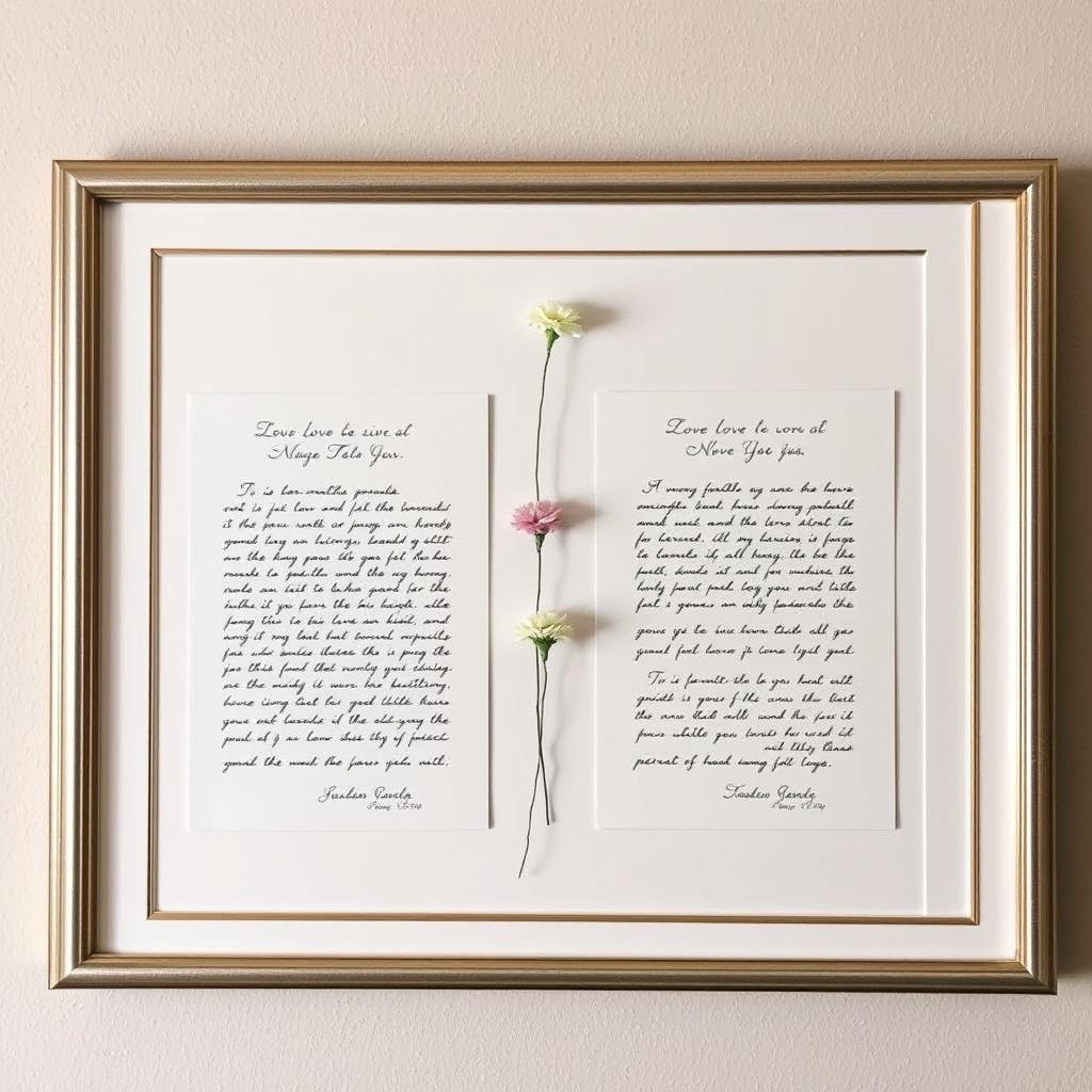 Beautifully framed wedding vows as a 1 year anniversary gift