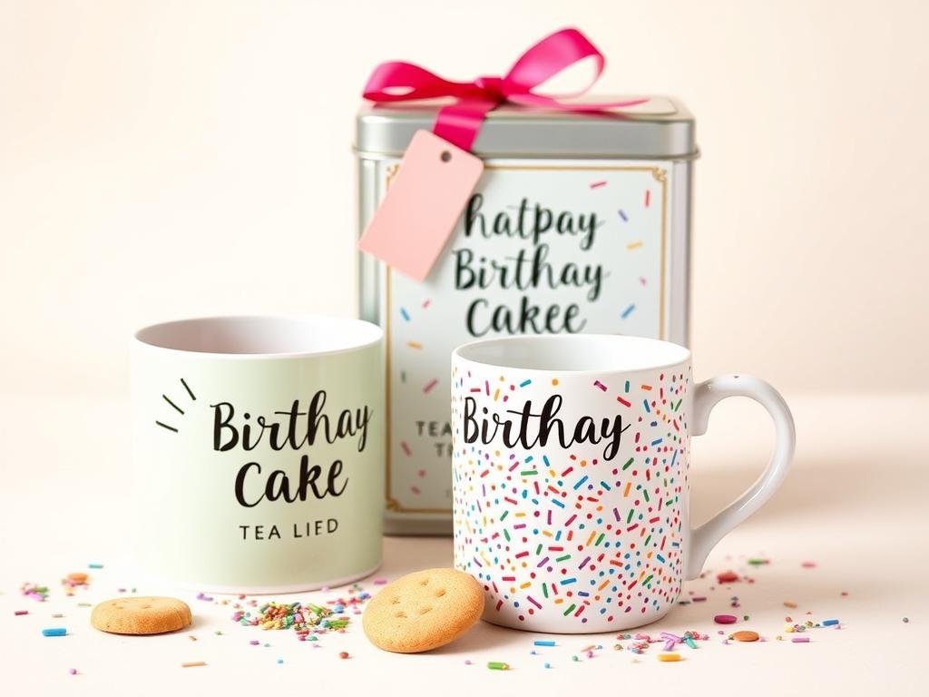 Birthday cake tea set with sprinkles - cute edible birthday gift
