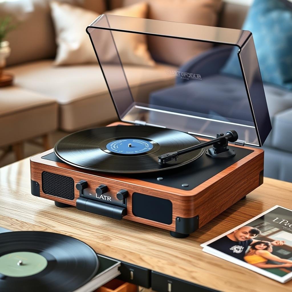 Bluetooth vinyl record player - nostalgic yet modern gifts for millennials