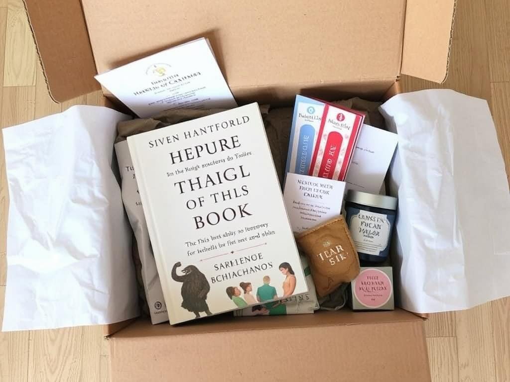 Book subscription box with reading accessories