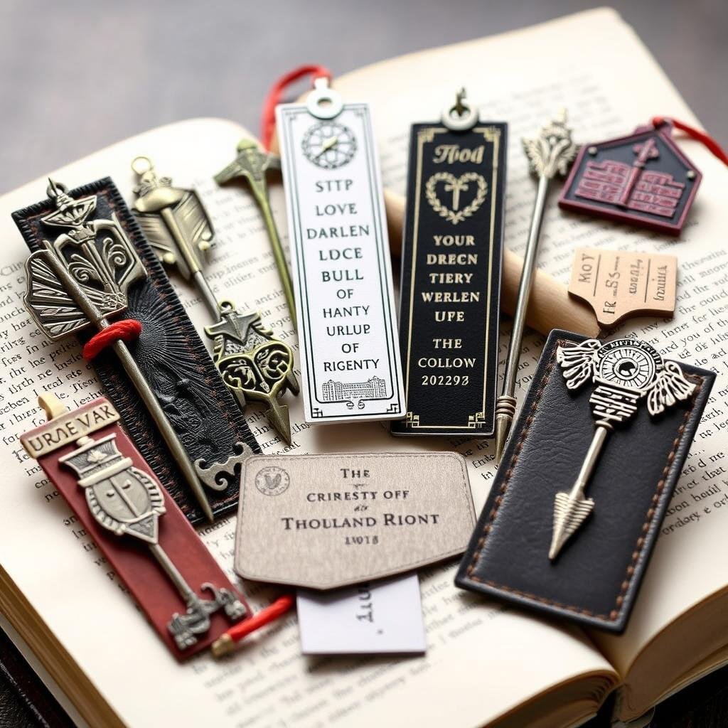 Bookish accessories like bookmarks and book darts